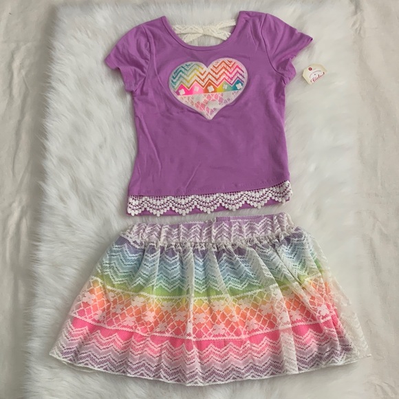 Faded Glory Purple and Rainbow Kids Matching Set - Picture 1 of 2